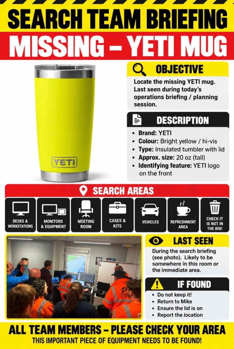 Original search team briefing poster